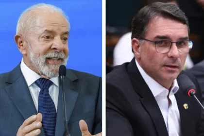 O presidente Lula e o senador Flávio Bolsonaro. Fotos Ricardo StuckertPR e Vinicius LouresCâmara dos Deputados.