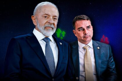 O presidente Lula e o senador Flávio Bolsonaro