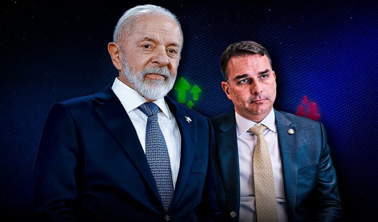 O presidente Lula e o senador Flávio Bolsonaro